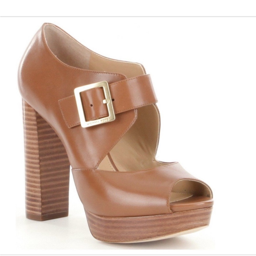 Michael Kors Eleni Platform Leather Block Heels Size 10